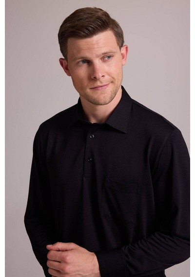 Ysf Erkek Siyah Polo Yaka Sweatshirt