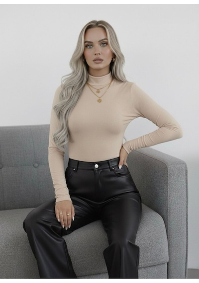 Hashtag Kadın Balıkçı Yaka Uzun Kollu Body 4'lü Set Viskon Kumaş Siyah