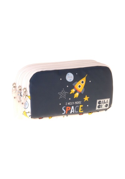 Calacilo Erkek Çocuk İlkokul Kalem Çantası - Uzay Baskılı Lacivert Renk Space - C4049 Lacivert - Krem