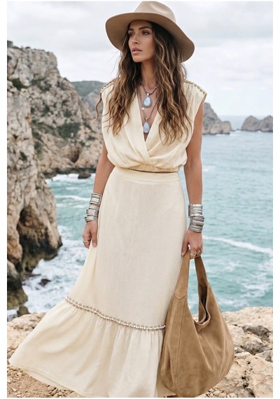 Fashion Cocktail İnci Sıralı Ve Jüt Şeritli Apoletli Kolsuz Bohem Organik Doku Krınkıl Kumaş Eteği Astarlı Kruvaze V Yaka Crop Bluz Fırfırlı Uzun Boho Bohem Tatil Chic Etek Seti İkili Takım Naturel Fashion Cocktail İnci Sıralı Ve Jüt Şeritli Apoletli Kolsuz Bohem Organik Doku Krınkıl Kumaş Eteği Astarlı Kruvaze V Yaka Crop Bluz Fırfırlı Uzun Boho Bohem Tatil Chic Etek Seti İkili Takım Naturel
