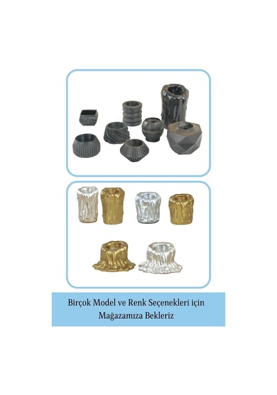 Mumluk Şamdan 3 Adet Tealight Uyumlu Üçlü Tüm Boylar Erimiş Mum Model - Siyah