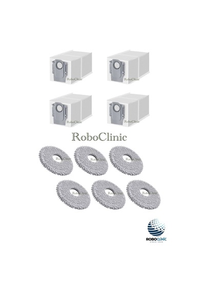 Roborock Q Revo C Robot Süpürge Uyumlu Yedek Çöp Toz Torbası, Mop Paspas -10 Parça