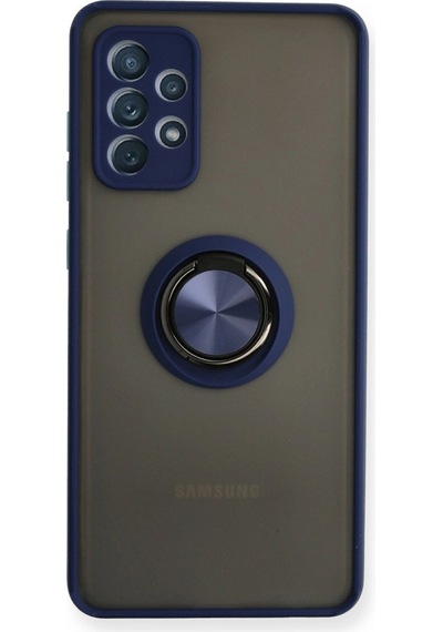 Samsung Galaxy Uyumlu A72 Kılıf Montreal Yüzüklü Silikon Kapak Lacivert