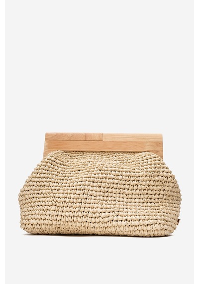 Dericlub Kadın Handmade Hasır Bohem Clutch El Çantası Zy 25009 Bej