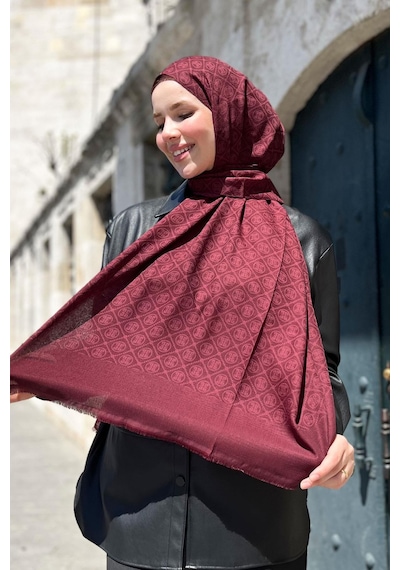 Pierre Cardin Elegans Monogram Şal - 1090700-942 - Bordo Çok Renkli