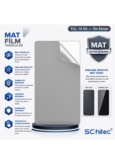 Schitec Tcl 10 5g Uyumlu Ön Yüzey Mat Hidrojel Ekran Koruyucu