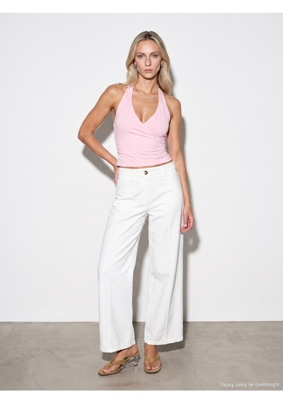 Dilvin 21268 Halter Top-toz Pembe