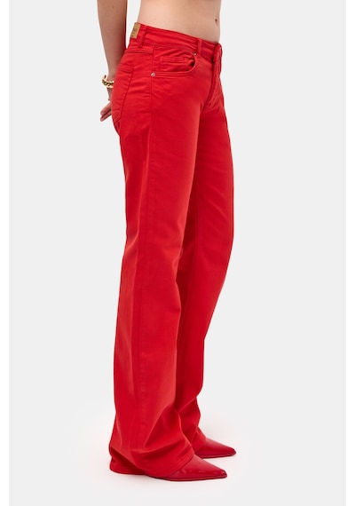 Itsbasic Kadın Kırmızı 6s6-19 Mid Rise Flare Fit Denim Jean