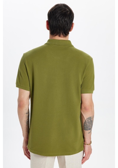 Tudors Erkek Slim Fit Dar Kesim %100 Pamuk Haki Polo Yaka Tişört-32765 Haki