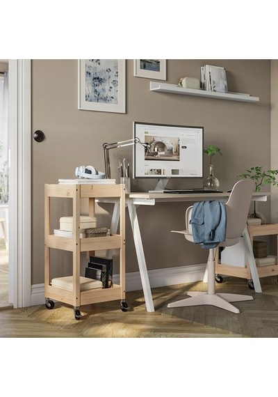 Ikea Loshult Servis Arabası, Çam, 38x38x82 Cm Çok Renkli