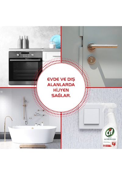 Cif Sprey Temizleyici Her Yerde Ultra Hijyen Çamaşır Suyu Katkılı 3 x 750 ML