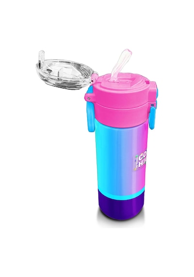 Coral High Kids Renkli Çizgili Pipetli Ve Direkt İçim Çelik Termos 500 Ml 31836 Mavi - Mercan