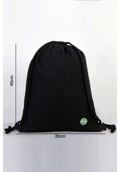 Heep Siyah 35x40 Cm Unisex Ham Bez Büzgülü Sırt Ayakkabı Çantası Natural