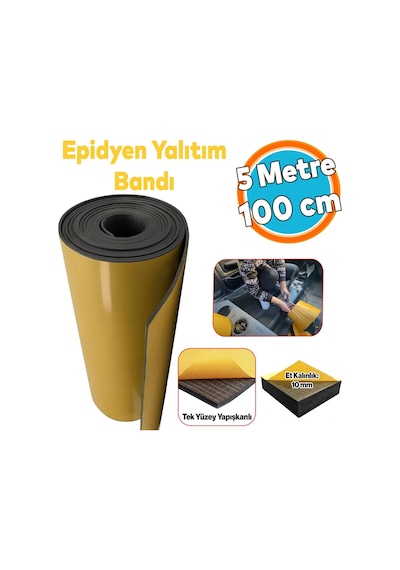 Ayrex Yapışkanlı Araç Ses Isı Yalıtım İzolasyon Bant En:100 Cm Kalınlık:10 Mm Uzunluk:5 Metre Kauçuk Sünger