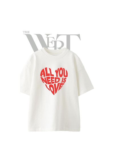 Thewert Beatles Love Tasarım Baskılı Ünisex Beyaz Oversize T-shirt