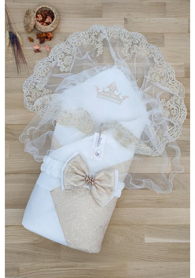 Bebek Unisex Lüks Duvaklı Kundak Battaniyesi Kahverengi