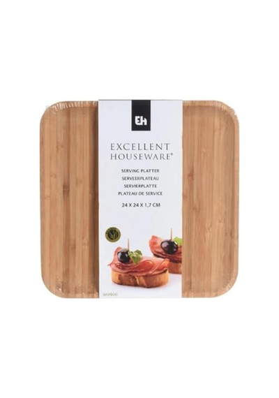 Excellent Houseware Kare Sunum Tahtası - 17x17 Cm Bej