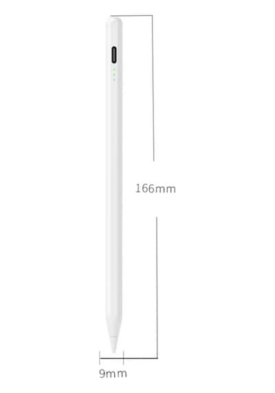 Fuchsia İpad Uyumlu Çocuk Boy Eğime Duyarlı Ve Avuç İçi Reddetmeli Aktif Dokunmatik Tablet Kalemi Beyaz