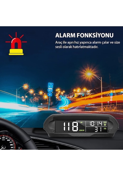 Hymark Evrensel Gps Hız Göstergesi Araç Güneş Enerjili Hız Ölçer