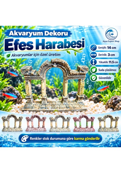 Akvaryum Dekoru - Efes Harabeleri - Salınım Yapmaz - Balıklar İçin Güvenli