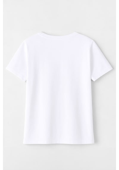 Markapia Man Erkek Bisiklet Yaka %100 Pamuk Çeşme Baskılı Kısa Kollu T-shirt Beyaz S