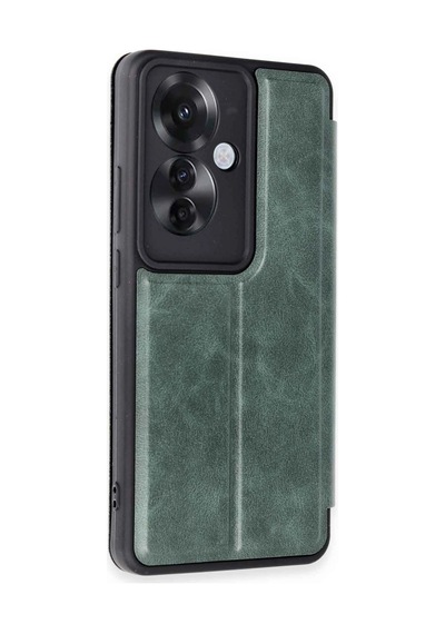 Oppo Reno 11f Kılıf Flip Cover - Koyu Yeşil -
