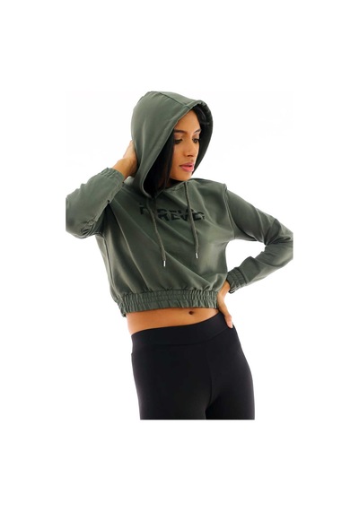 Gugus Unisex Basic Kapüşonlu Sweatshirt Haki