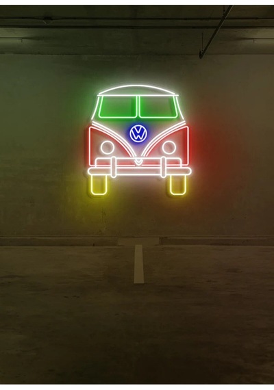 Minibüs Figürlü Neon Tabela Çok Renkli