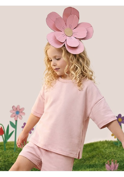 Mshb&g Hardal Bisiklet Yaka Oversize T-shirt Kız Çocuk %100 Pamuk Renkli