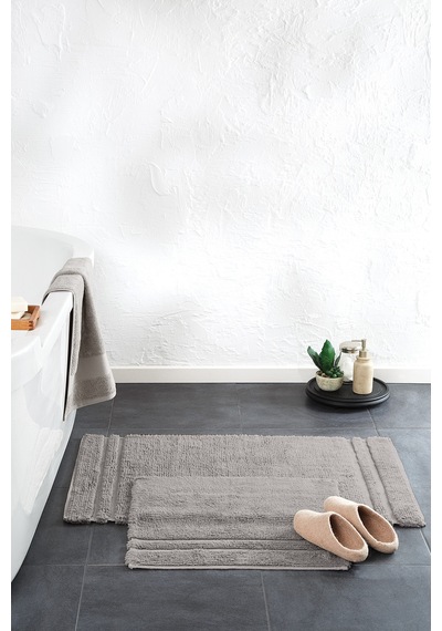 Yataş Bedding Felicia Banyo Paspası Seti - Gri (50x60 cm + 60x100 cm) Gri