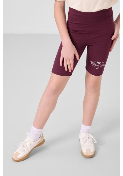 Tommylife Ekru-bordo Pamuklu O Yaka Standart Fit Baskılı Kız Çocuk Tayt Takım - 75190 Ekru