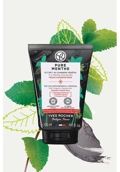 Yves Rocher Pure Menthe 3 in 1 Akneye Eğilimli Ciltler İçin Yüz Yıkama Jeli 125 ML