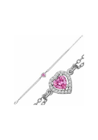 Gümüş Pembe Zirkon Taşlı Kadın Bileklik - Seçenek: Br11005224