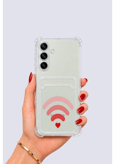 Samsung Galaxy Uyumlu S24 Kartlıklı Aşk Sinyali Desenli Kılıf Mh-hs8382-7350
