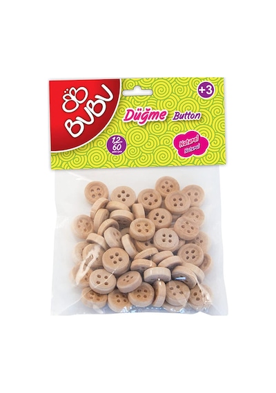 Bu-bu Düğme 1,2cm 50 Adet - 2,5cm 10 Adet 60'li Natural