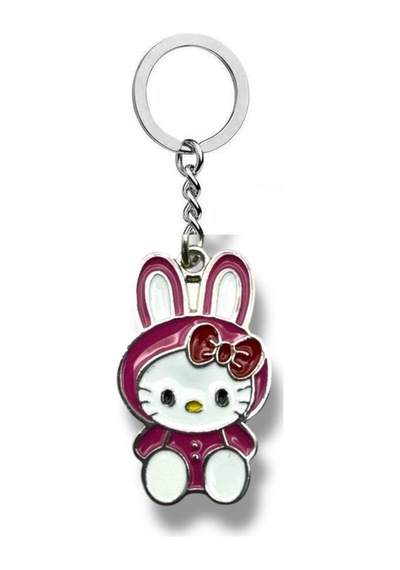 Tavşan Kostümlü Hello Kitty Figürlü Mor Anahtarlık Sevimli Sanrio Karakter Aksesuarı