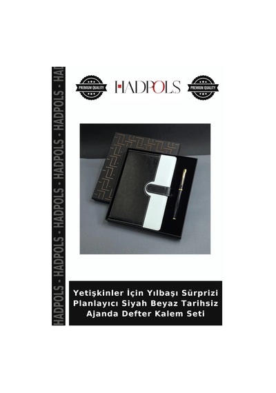 Yetişkinler İçin Yılbaşı Sürprizi Planlayıcı Siyah Beyaz Tarihsiz Ajanda Defter Kalem Seti Siyah - Beyaz