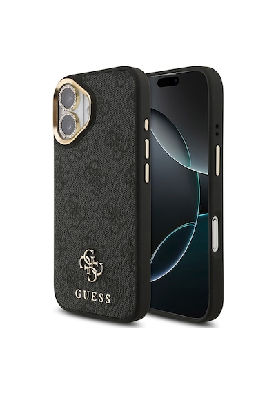 Apple Uyumlu iPhone 17 Guess Lisanslı 4g Ve Yazı Logolu Kılıf&ekran&lens Koruyucu 3in1 Aksesuar Seti Siyah Siyah