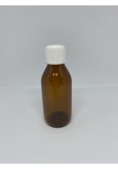 Amber Ecza Şişesi Kahverengi Beyaz Kapaklı Cam 100ml Şurup Şişesi 10 Adet Kahverengi