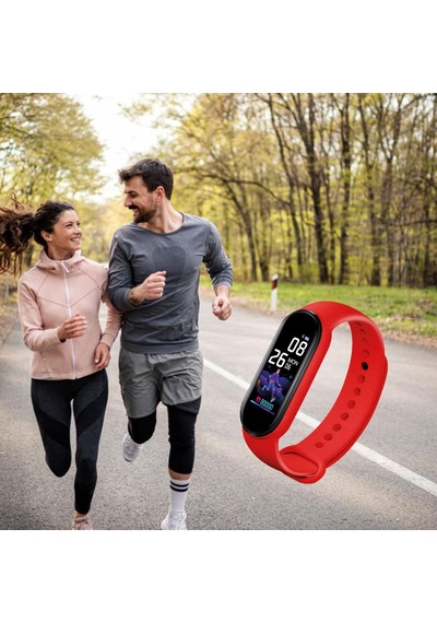 Polosmart Pbs163 Akıllı Bileklik Bluetooth 5.1 Dokunmatik Tuşlu Titreşimli Spor Bilekliği Kırmızı
