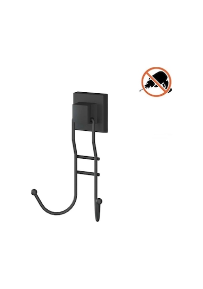 Tekno Tel Ef-236 Siyah 2'li Askı Bornozluk Yapışkanlı/vidalı Deliksiz Metal Banyo Havluluğu Mat Siyah