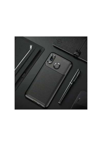 Fibaks Galaxy A30/A20 Uyumlu Kılıf Rugged Armor Karbon Tasarım Kapak