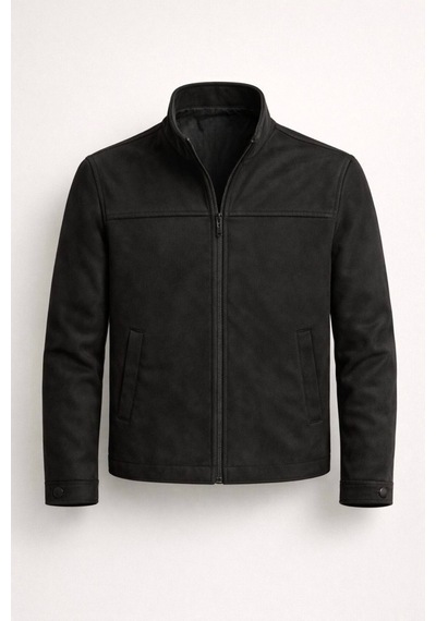 Basic Sade Şık Slim Fit Mevsimlik Süet Ceket Siyah