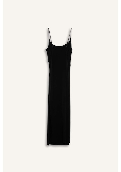 Defacto Bodycon Vücudu Saran Kare Yaka Kolsuz Maxi Elbise H6454ax26smbk81 Siyah-bk81
