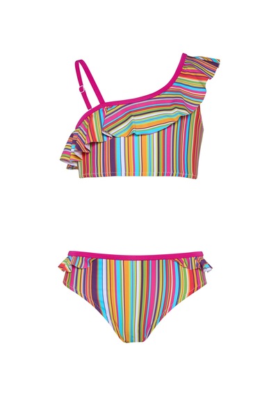 Toosalty Kız Çocuk Çok Renkli Çizgili Fuşya Biyeli Bikini Takımı 25sg001st Çok Renkli Toosalty Kız Çocuk Çok Renkli Çizgili Fuşya Biyeli Bikini Takımı 25sg001st Çok Renkli