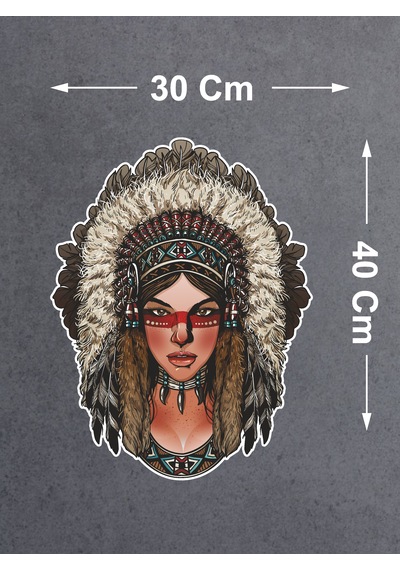 Kızılderili Kız Sticker - Araba Oto Motosiklet Karavan Sticker - 00031 40x30 Cm