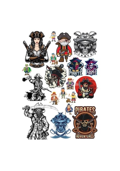 Korsan Kız Ve Kuru Kafa Sticker Set 17 Parça Telefon, Tablet, Defter, Laptop Sticker