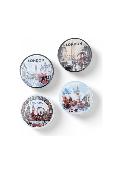 Londra Magnet Set 3 - 4'lü Buzdolabı Magnet London Karışık Renkli