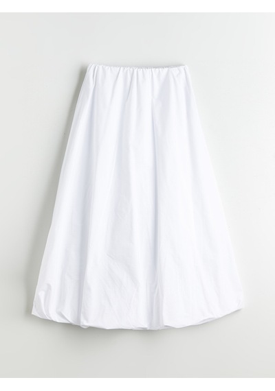Lcwaıkıkı Classic Beyaz Beli Lastikli Poplin Balon Etek