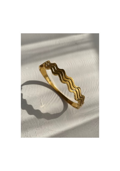 Çelik Rose Gold Zigzag Glorya Kelepçe -kararma Yapmaz Altın 10std Paslanmaz Çelik Pembe